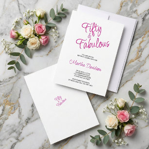 Invitación Celebración de cumpleaños rosa cincuenta y fabulos