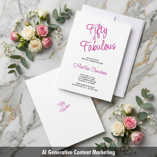 Invitación Celebración de cumpleaños rosa cincuenta y fabulos