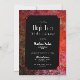 Invitación Celebración de cumpleaños Té alto rojo y negro