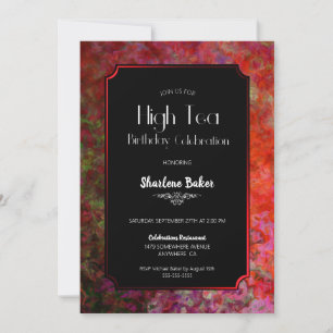Invitación Celebración de cumpleaños Té alto rojo y negro