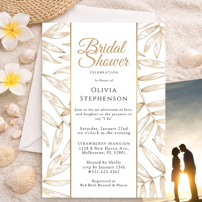 Invitación Celebración de Despedida de Soltera Botánica con O (Bridal Shower Invitation)
