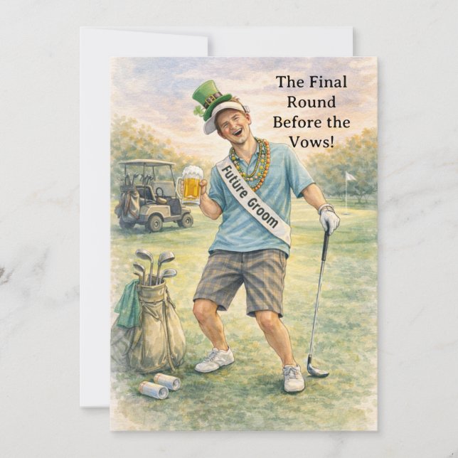 Invitación Celebración de Despedida de Soltero de Golf (Anverso)