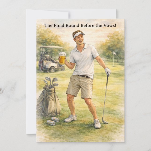 Invitación Celebración de Despedida de Soltero de Golf (Anverso)