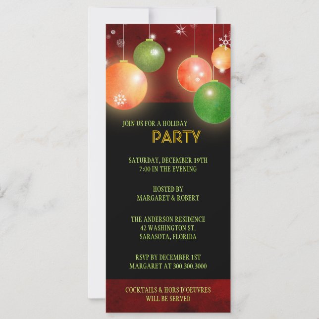 Invitación Celebración de días festivos de lujo de las bolas (Anverso)