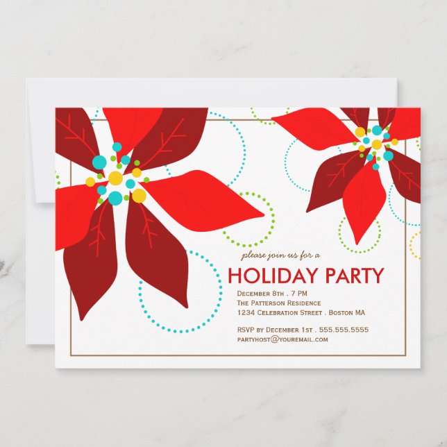 Invitación Celebración de días festivos roja retra del (Anverso)