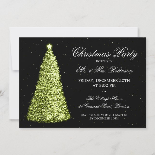 Invitación Celebración de días festivos verde elegante del (Anverso)