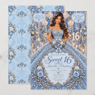 Invitación Celebración de Dulces 16 de Azul Hielo