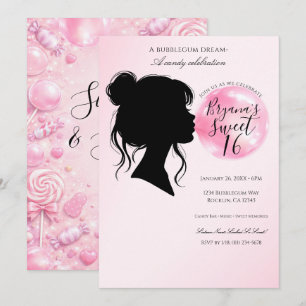 Invitación Celebración de Dulces Sueños de Chicle Rosa Cumple