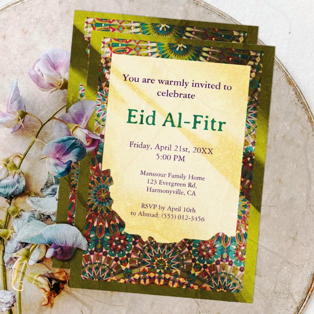 Invitación Celebración de Eid dorado Fiesta de Eid ornamental (Subido por el creador)