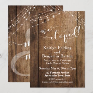 Invitación Celebración de Elopamiento con Madera Marrón Rústi