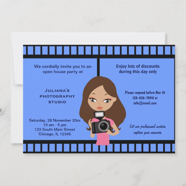 Invitación Celebración de estudio de fotografía (Anverso)