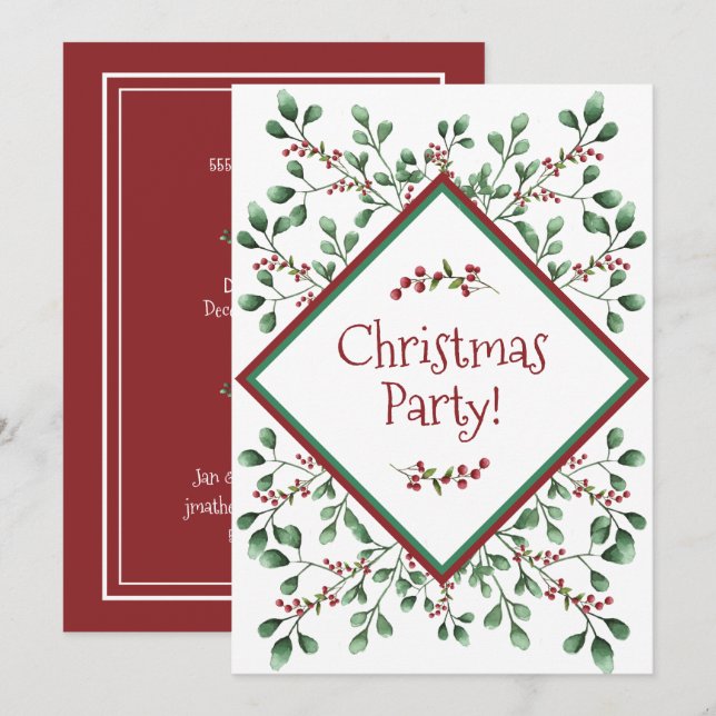 Invitación Celebración de feriado de navidades - Fiesta - (Anverso / Reverso)