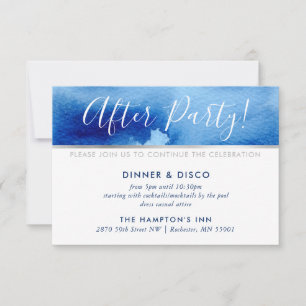 Invitación CELEBRACIÓN DE FIESTA azul inteligente plateado ac