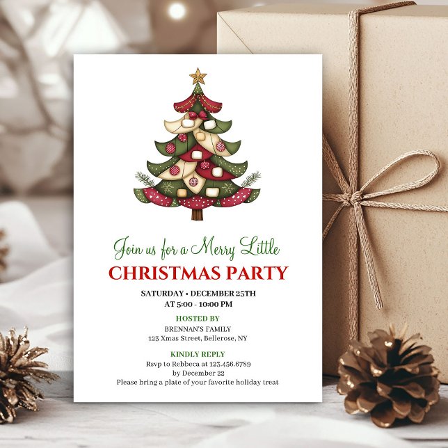 Invitación Celebración de fiesta de árbol de Navidad artístic (Modern artistic Christmas tree party celebration)