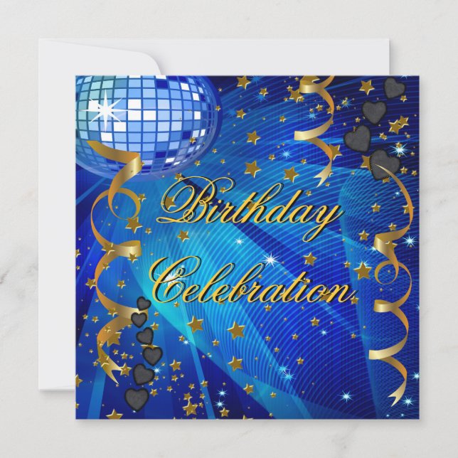 Invitación Celebración de fiesta de cumpleaños Bola de discot (Anverso)