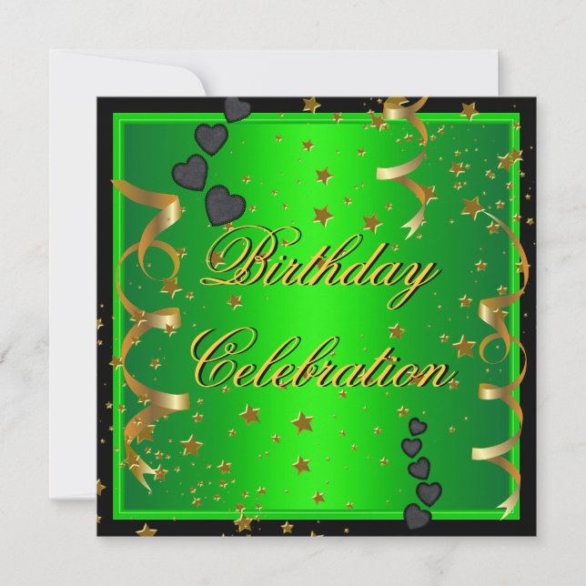Invitación Celebración de fiesta de cumpleaños lima verde dor (Anverso)
