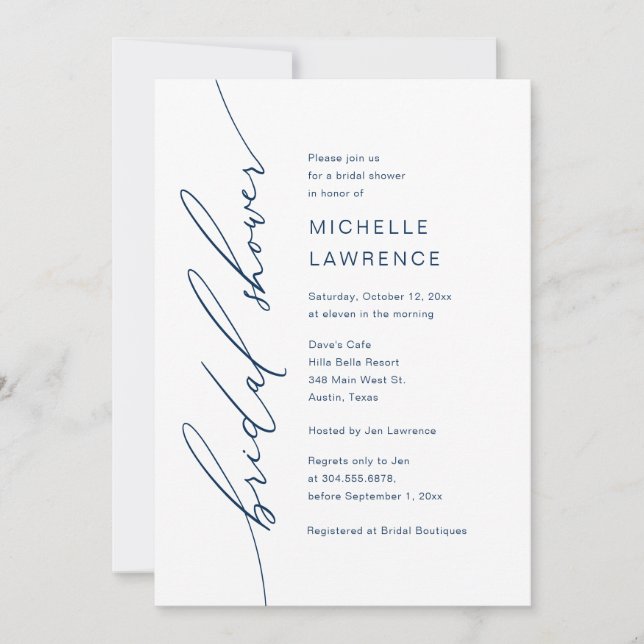 Invitación Celebración de Fiesta de ducha de novia, romántico (Anverso)