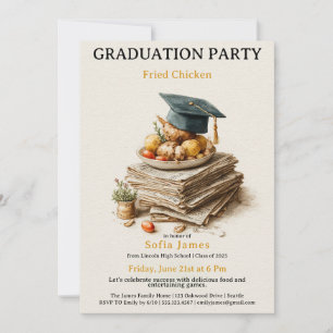Invitación Celebración de fiesta de graduación de pollo frito