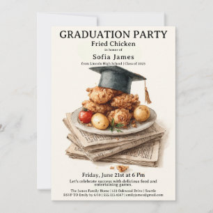 Invitación Celebración de fiesta de graduación de pollo frito