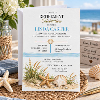 Invitación Celebración de fiesta de jubilación de conchas mar