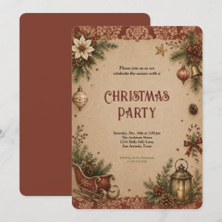 Invitación Celebración de fiesta de Navidad vintage