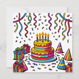 Invitación Celebración de fiesta de pastel de cumpleaños colo