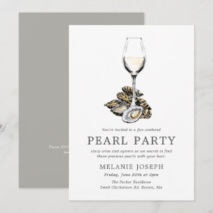 Invitación Celebración de Fiesta de Perlas   Rayas Grises