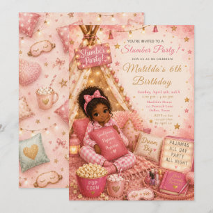Invitación Celebración de fiesta de pijamas rosa