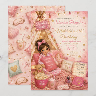 Invitación Celebración de fiesta de pijamas rosa
