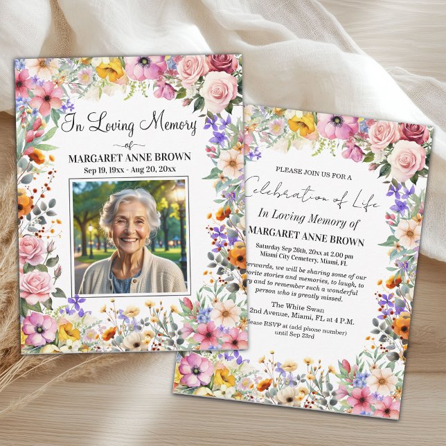 Invitación Celebración de flores de jardín de la vida Foto  (Subido por el creador)