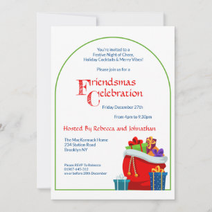 Invitación Celebración de Friendsmas Festiva Navidad Fiesta 