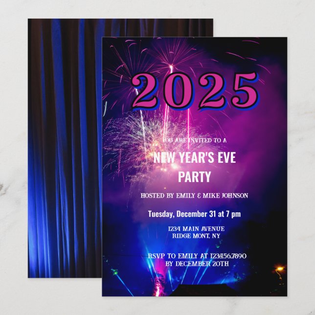 Invitación Celebración de fuegos artificiales de 2025 para Fi (Anverso / Reverso)