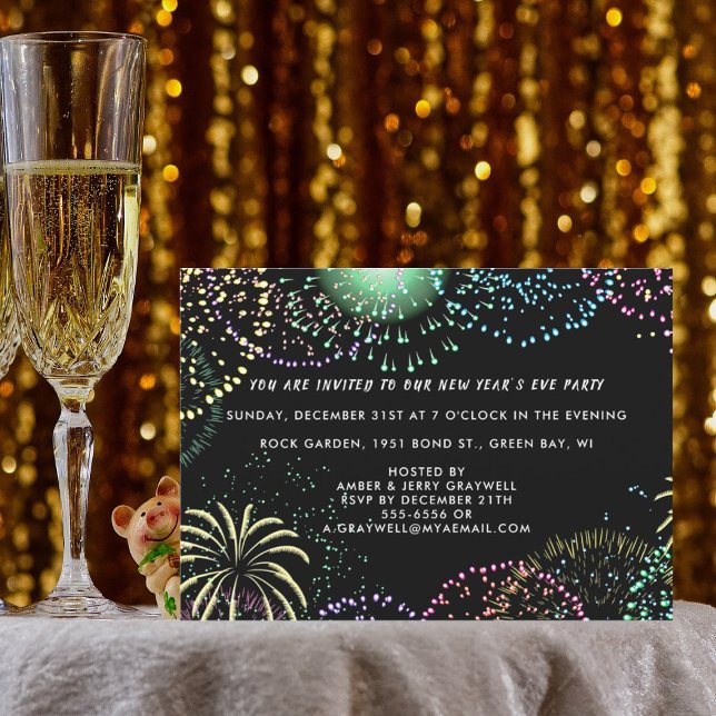 Invitación Celebración de fuegos artificiales de Año Nuevo Fi (Subido por el creador)