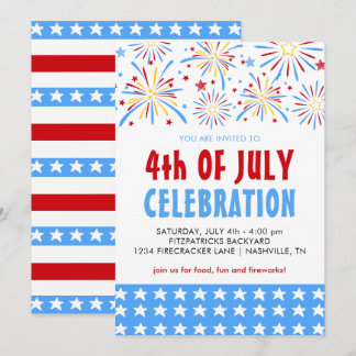 Invitación Celebración de fuegos artificiales del 4 de julio