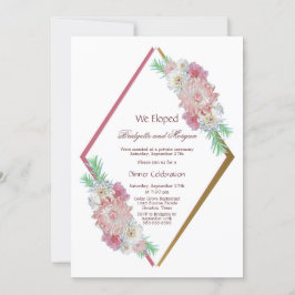 Invitación Celebración de fuga con flores rosadas en acuarela