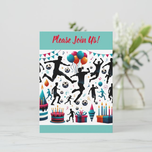 Invitación Celebración de Fútbol: ¡Comienza tu fiesta con div (Anverso de pie)