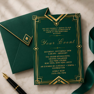 Invitación Celebración de Gala de Lujo en Verde Esmeralda y A