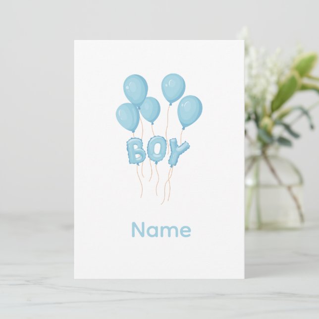 Invitación Celebración de globo bebé niño azul (Anverso de pie)