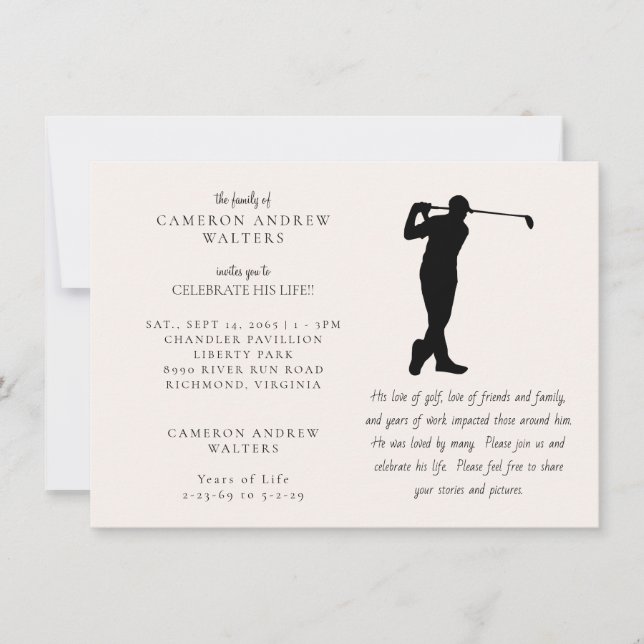 Invitación Celebración de Golf de la Vida (Anverso)