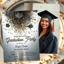Invitación Celebración de Graduación con Gorras y Confeti Fla