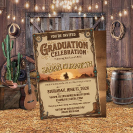 Invitación Celebración de Graduación con Silueta de Vaquero d