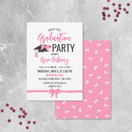 Invitación Celebración de graduación de cerdas rosadas Girly 