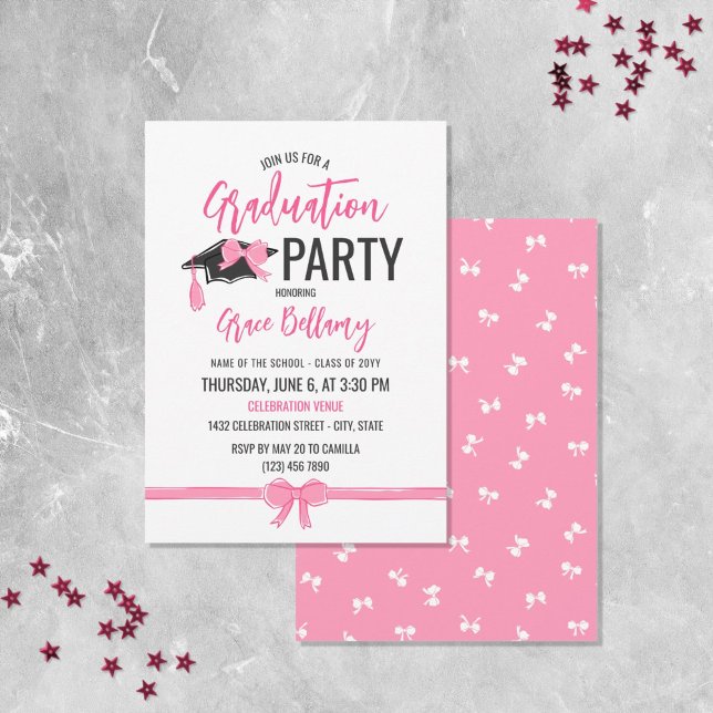 Invitación Celebración de graduación de cerdas rosadas Girly  (Subido por el creador)