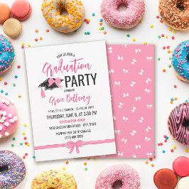 Invitación Celebración de graduación de cerdas rosadas Girly 