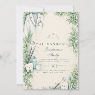 Invitación Celebración de Graduación de Dentista con Bata Bla