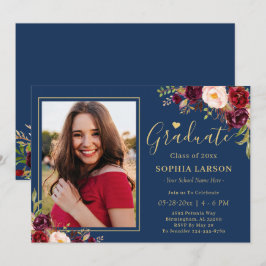 Invitación Celebración de graduación de foto de la Marina Bor