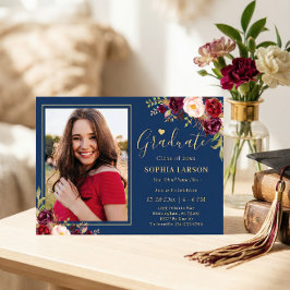 Invitación Celebración de graduación de foto de la Marina Bor