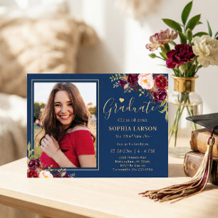Invitación Celebración de graduación de foto de la Marina Bor