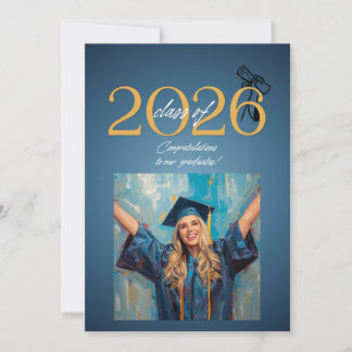 Invitación Celebración de Graduación de la Clase de 2026 Azul
