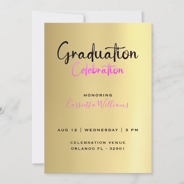 Invitación Celebración de graduación de oro afroamericano (Anverso)